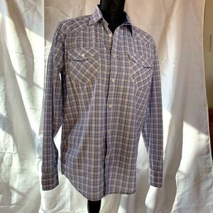 Jeffrey Max plaid button down shirt
